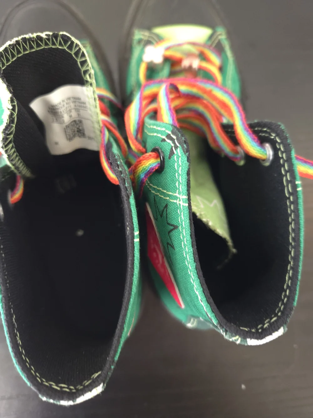 Converse Chuck Taylor All Stars Kids' Green High-Top Sneakers with Rainbow Laces